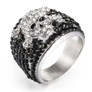 

Johnny Hallyday vintage rock punk skull rings for men woman jewelry 316 stainless steel hip hop Cool drill Finger ring