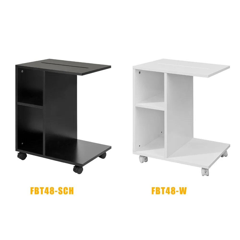 SoBuy FBT48 Modern Side Table End Table Coffee Table on Wheels with 2 Storage Shelves Living Room Furniture