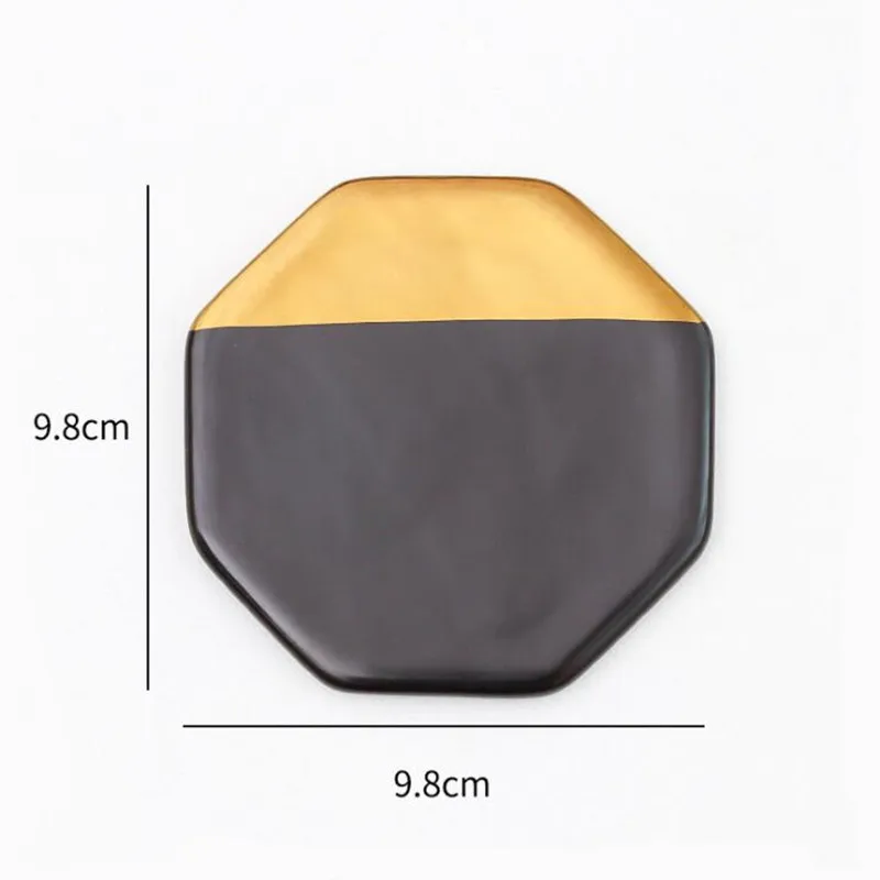 CFen A's Marble Grain Black Gold Plating Ceramic Coasters Cup Pad Mat Table bowl Placemat Coffee Tea Cup drink coasters 1pc