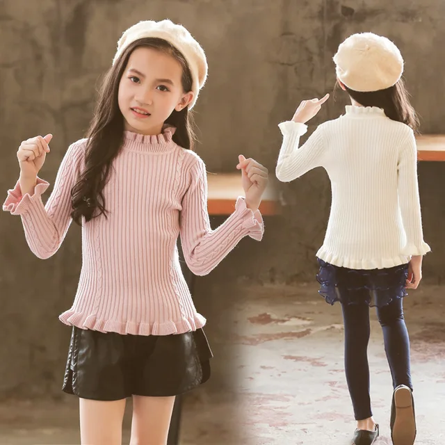 Baby Girl Sweater Long Knitted Casual Knit Sweater Kids Outerwear