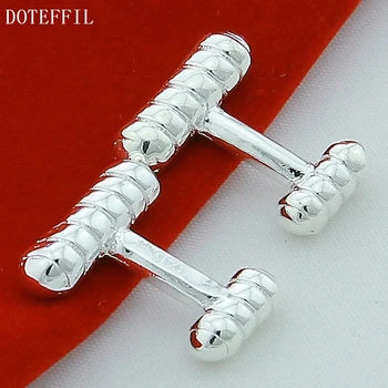 

DOTEFFIL 925 Sterling Silver Men'S "T" Cufflinks Cuff Use For Shirt Suit