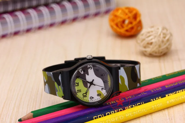 30 м Водонепроницаемые крутые военные детские часы с цветным камуфляжным узором Anolog Наручные Часы кварцевые Силиконовые Детские часы с персонажами мультфильмов