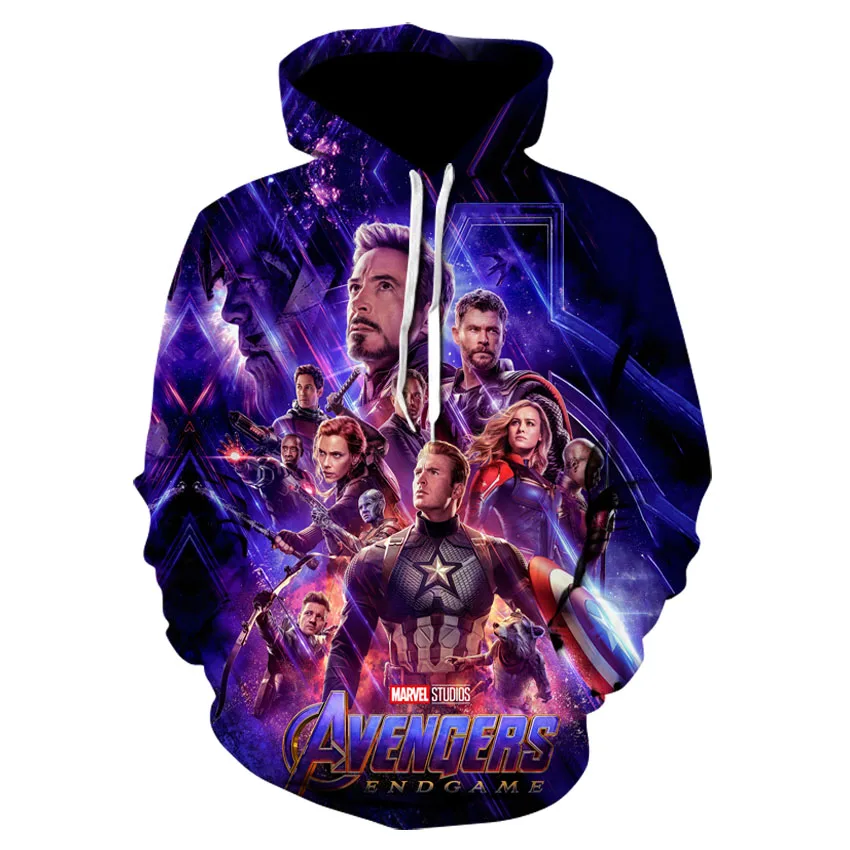 2019 new Avengers 4 Endgame Quantum Realm Cosplay Costume 3D Hoodies Men women Hooded Avengers Zipper End Game Sweatshirt Jacket