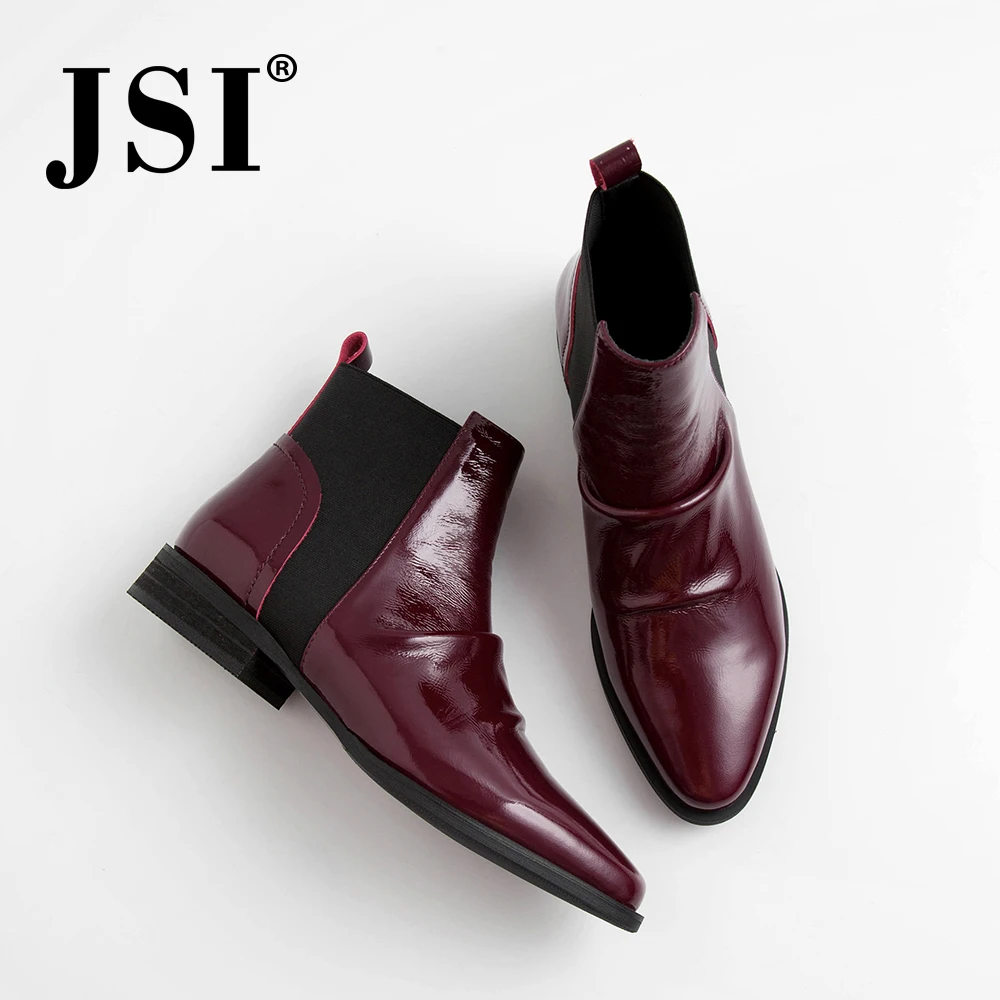 

JSI Chelsea Martin Boots Female British Style Thin Section Spring Autumn 2019 New Patent Leather Boots Bare Boots Winter JO203