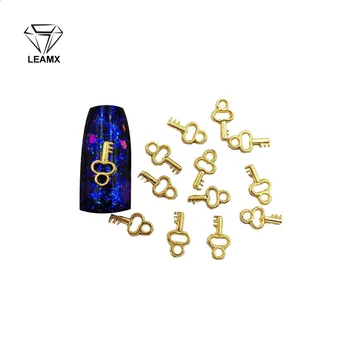 

50 PCS/bag Nail Decoration Sticker 3D Key Shape Shiny Manicure Charm Alloy Nails Charms For Manicure Decoration
