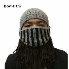 BomHCS забавная зимняя шапка в европейском стиле для джаза, ручная работа, вязаная маска фасоль для бороды на Хэллоуин