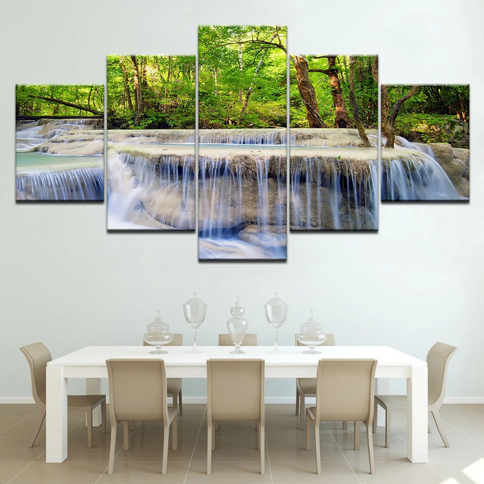 Large-Peaceful-Waterfall-5-Panels-Modular-Modern-Canvas-Print-Artwork-Landscape-Pictures-Photo-Paintings-on-Canvas (1)