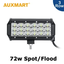 Auxmart 7 inch CREE Chips 72W LED Work Light Bar Spot/Flood Beam Fog Lamp Fit Offroad Driving Vehicle Boat RZR ATV 12V 24V