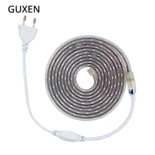 GUXEN 5050 Flexible LED Strip light AC220V 60leds/m Waterproof IP65 Led Tape LED Light With Power Plug 1M/2M/3M/8M/9M/10M/20M