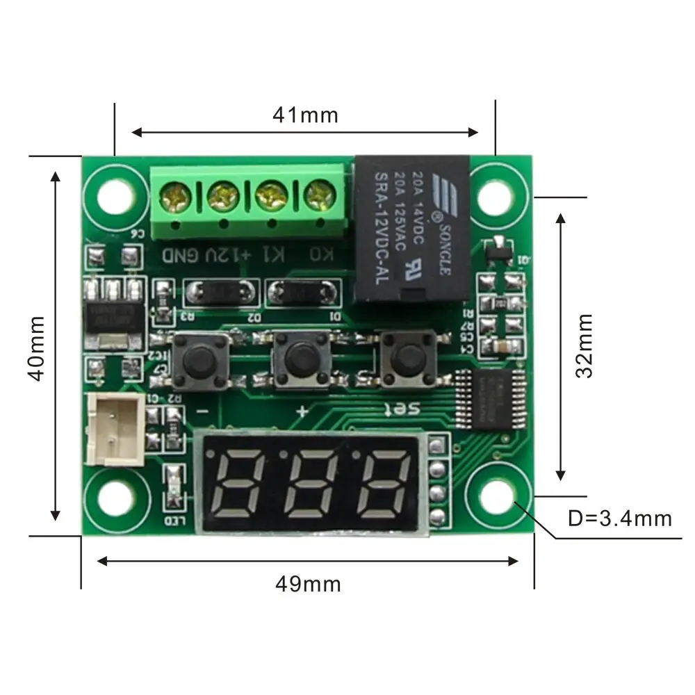 DC 12V W1209 Digital Cool/Heat Temp Thermostat Thermometer Temperature Controller On/Off Switch-50-110C+W1209 Case Acrylic Box