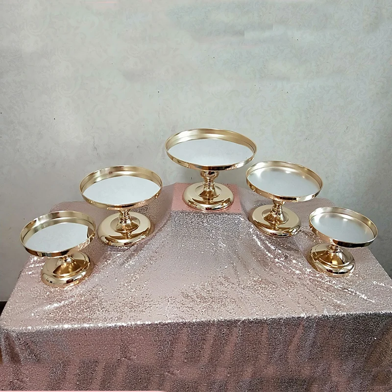  1pcs-5pcs mirror Wedding Decoration 2 or 3 Tier Cupcake Display Gold Metal Cake Stand