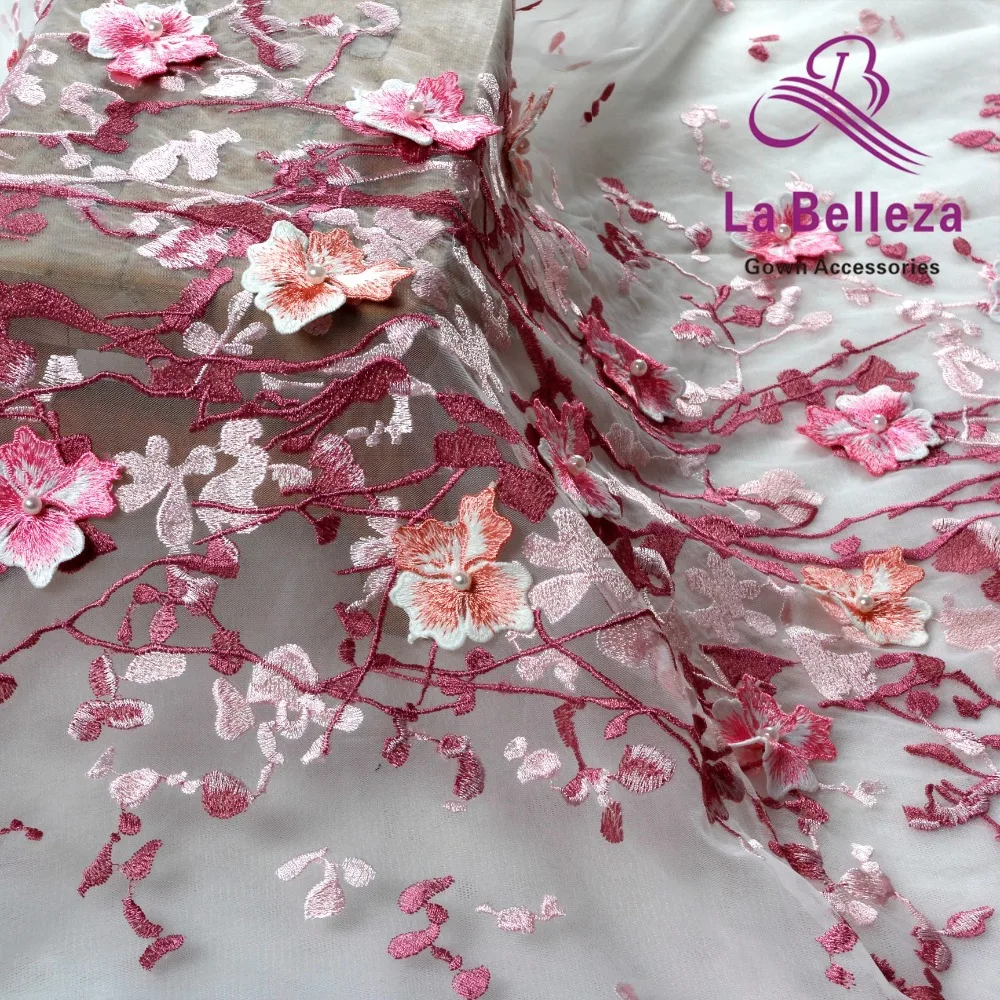 La Belleza Новая розовая/синяя смешанные цвета с 3D цветами жемчуг на сетчатая
