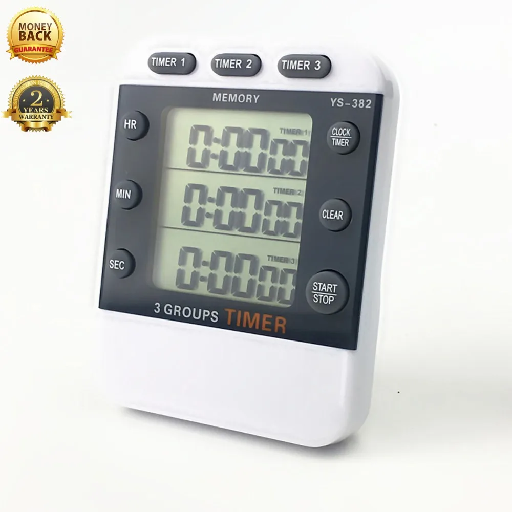 

Digital LCD Kitchen Timer Magnetic Timers Cooking Timer 3 channel Display Hour/Min/Sec AM/PM Kitchen Gadgets Cooking Tools