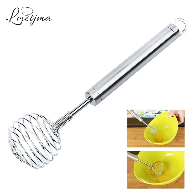 

LMETJMA Stainless Steel Egg Beaters Manual Egg Mixer Whisk Stirring Beater Wire Whisk Milk Cream Egg Beater Blender LK0024