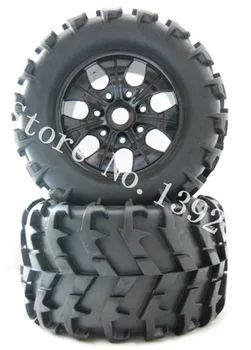 

2Pcs 1/8 RC Wheel Rim and Rubber Tires For Cars Nitro Power Off Road Monster Truck AMAX HIMOTO HSP 150*80mm Hexagon Adapter 17mm