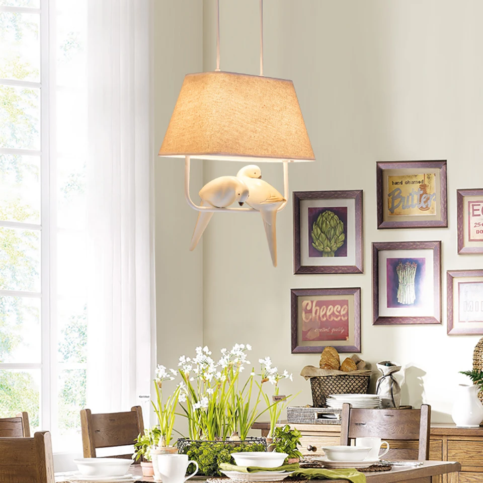 Прекрасный индивидуальный подвесной светильник с птицами винтажный смоляный тканевый абажур светодиодный подвесной светильник для кухни столовой светильник Avize