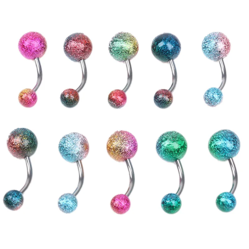 7/10/20PCS Colorful Stainless Steel Belly Button Rings Navel Piercing Ear Piercing Navel Earring Belly Piercings Body Jewelry