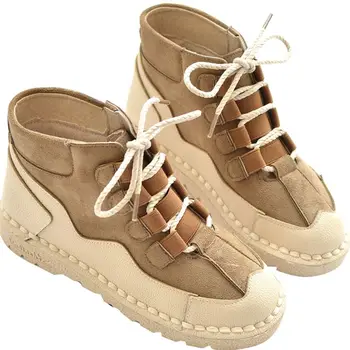 

Nice Girl Literary Style Retro Student Single Boots Autumn New Flat Martin Boots Booties Harajuku Style Fashion Wild Flat Shoes