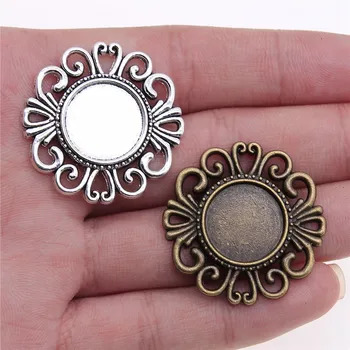 

4pcs 16mm Inner Size 2 Colors Vintage Style Zinc Alloy Cameo Cabochon Base Setting Charms Pendant Jewelry Making Accessories
