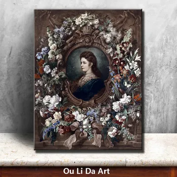 

classical court figure flower princess portrait oil paintings canvas printing printed on canvas wall art decoration picture