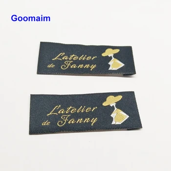 

wooden shuttles sew woven labels customized name ladies clothes personality clothing brand label sewing on clothes 1000pcs