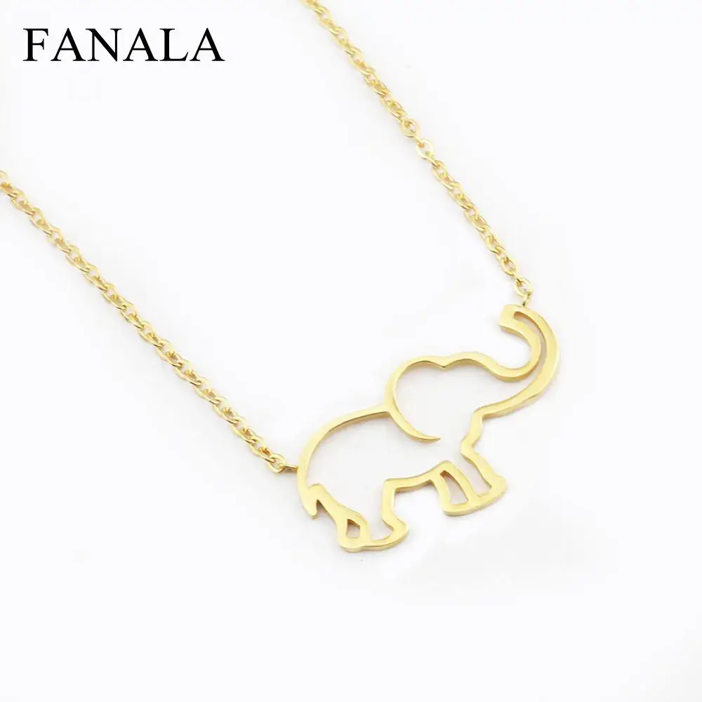 De Gold Women Femme Origami Moda Stainless Jewelry Elephant Collares Largos Pendant Necklaces Steel For Kolye 2018 Chain Collier | Украшения
