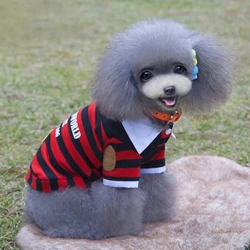 

New Design Pet Dogs Polo Shirts Red/Blue Stripe Cheap Cotton Puppy Brand T Shirts Dog Summer Clothes For Teddy Chihuahua Pd110