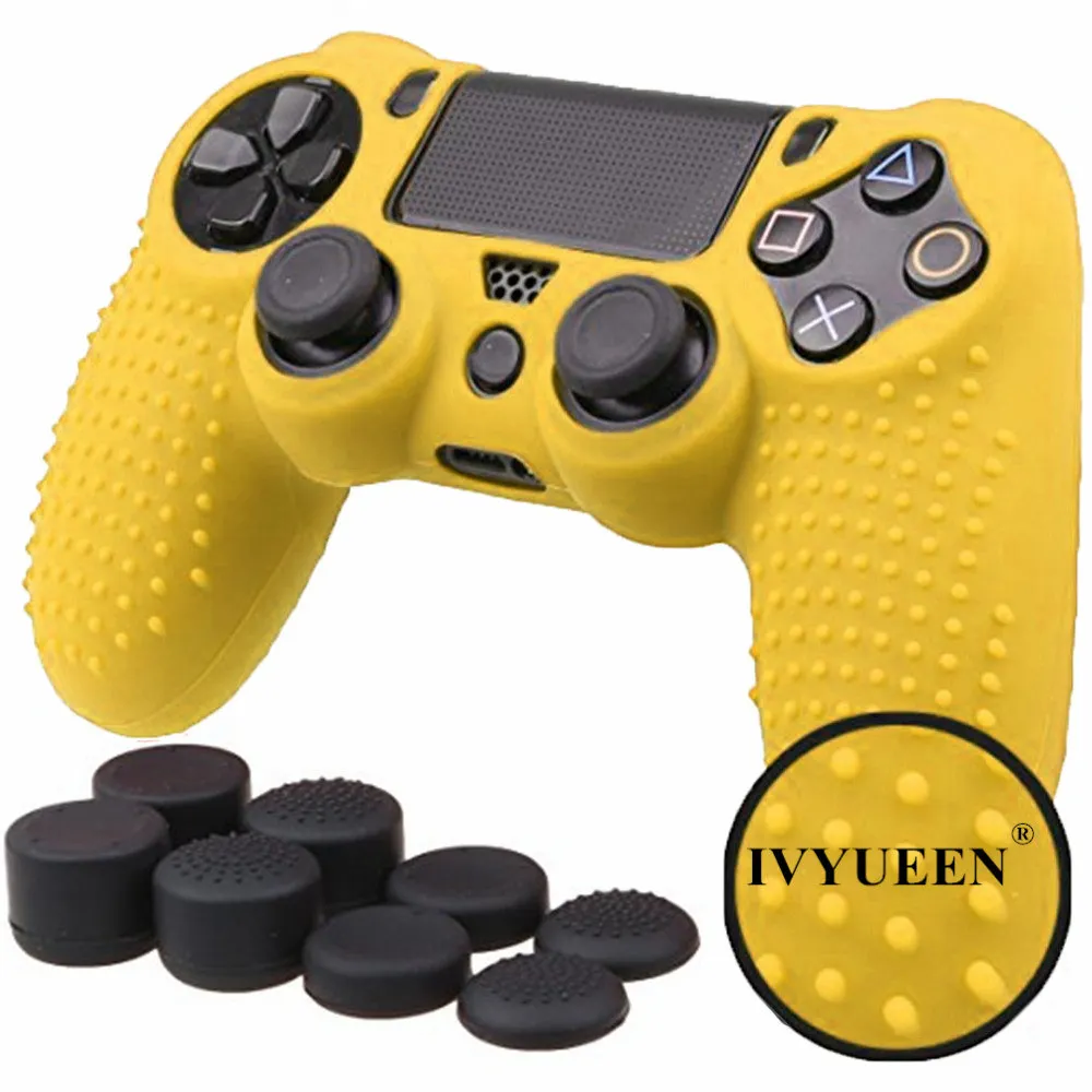 IVYUEEN 9 в 1 с шипами для ухода за кожей кожи Dualshock 4 PS4 Pro тонкий защитный чехол-Обложка с 8 рукоятка пальца шапки для Игровые приставки 4 - Цвет: E