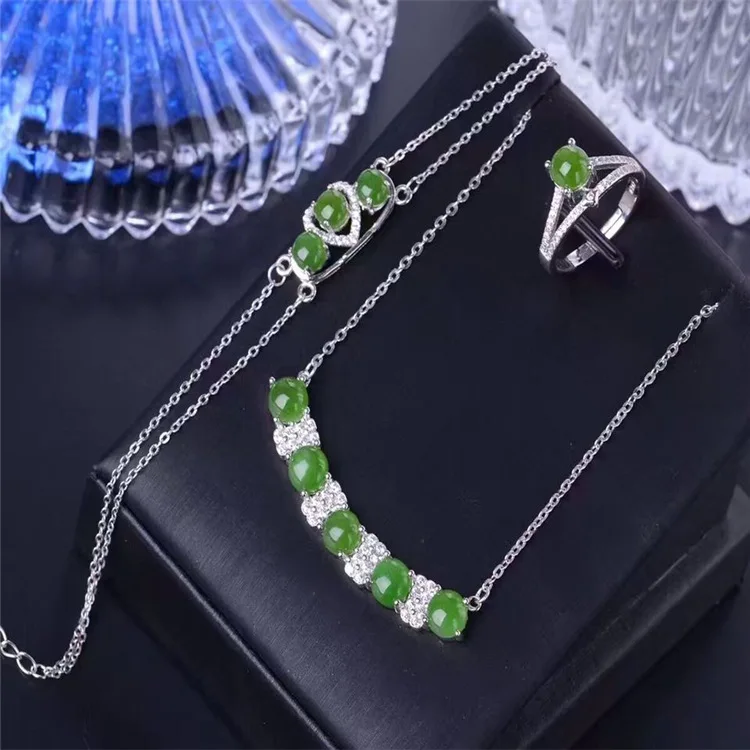 

KJJEAXCMY boutique jewelry925 silver Jasper set inlaid jewelry natural jewelry jewelry free shipping