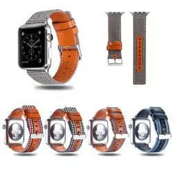 Ремешок для часов Apple Watch 38 мм 40 мм 42 мм 44 мм ремешок для часов тканевый кожаный браслет для Apple iWatch Series 4 3 2 1 ремешок