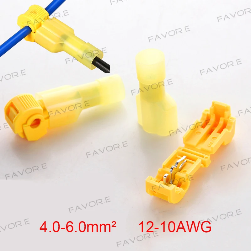 

10PCS(5sets) Yellow Wire Cable Connectors Terminals Crimp Scotch Lock Quick Splice 12-10AWG 4.0-6.0mm2