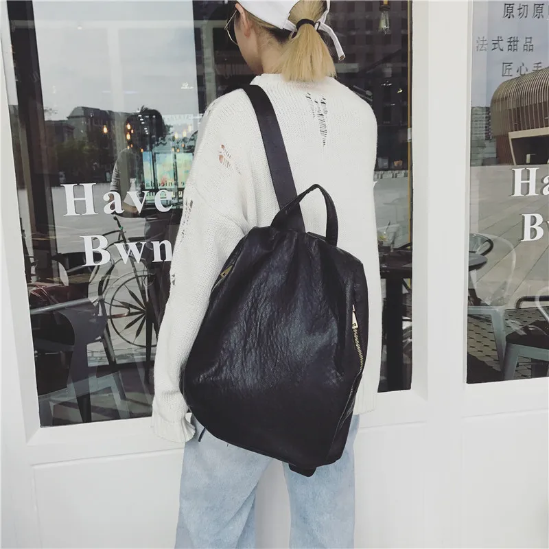 

KYYSLO Anti-theft Small Backpack Tide Genuine Leather Korean Version Of Simple Casual Soft Leather Women's Backpack Travel Bag
