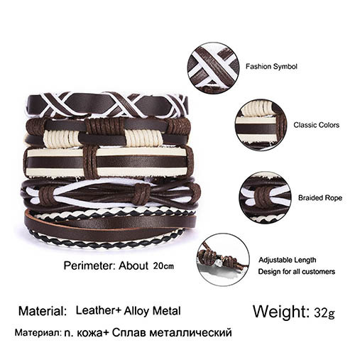 Men Vintage Leaf Feather Multilayer Leather Bracelet Fashion Handmade Braided Rope Wrap Bracelets & Bangles Male Gift