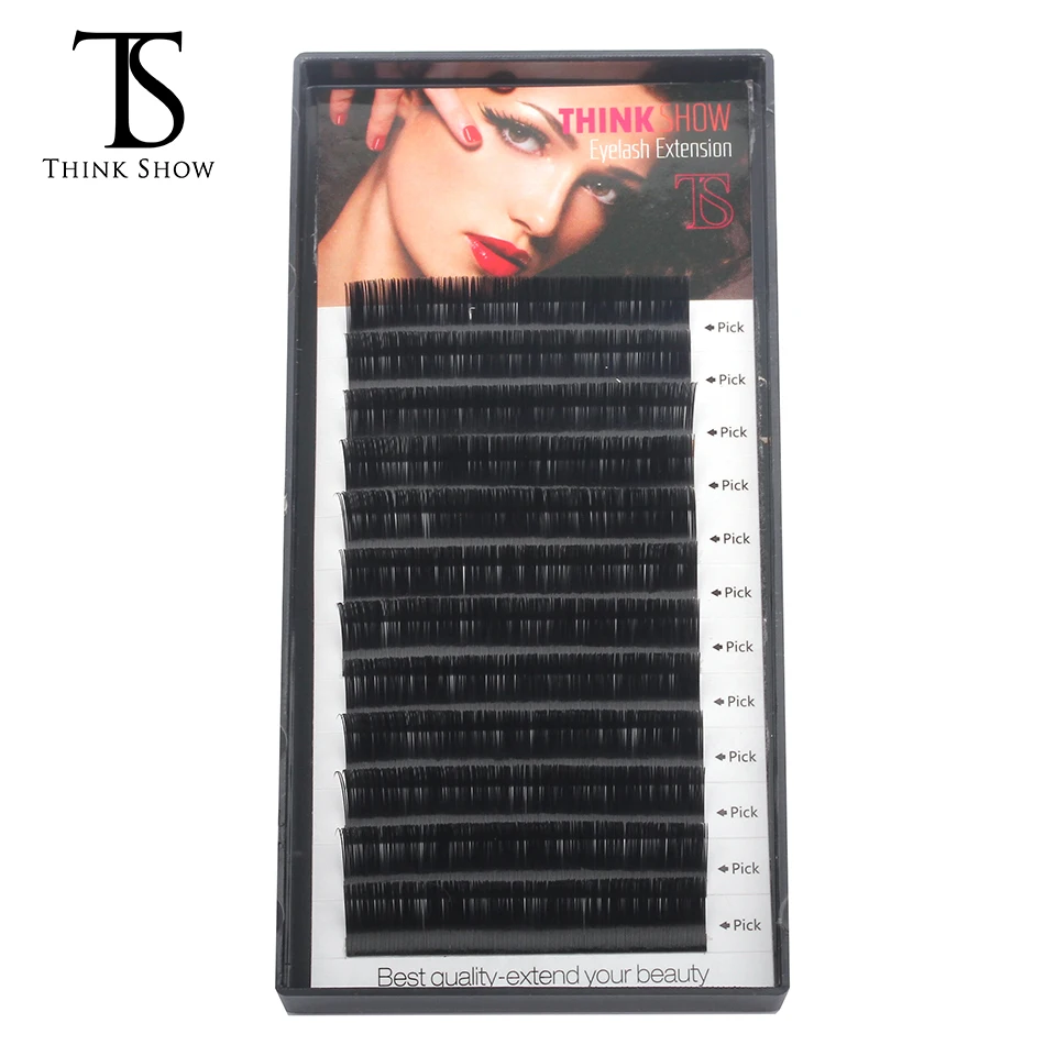 

Thinkshow 12Rows Individual Silk Eyelash Extension 3D Russia Thick Eye Lash Extension Volume Lash Extension Natural Long Eyelash