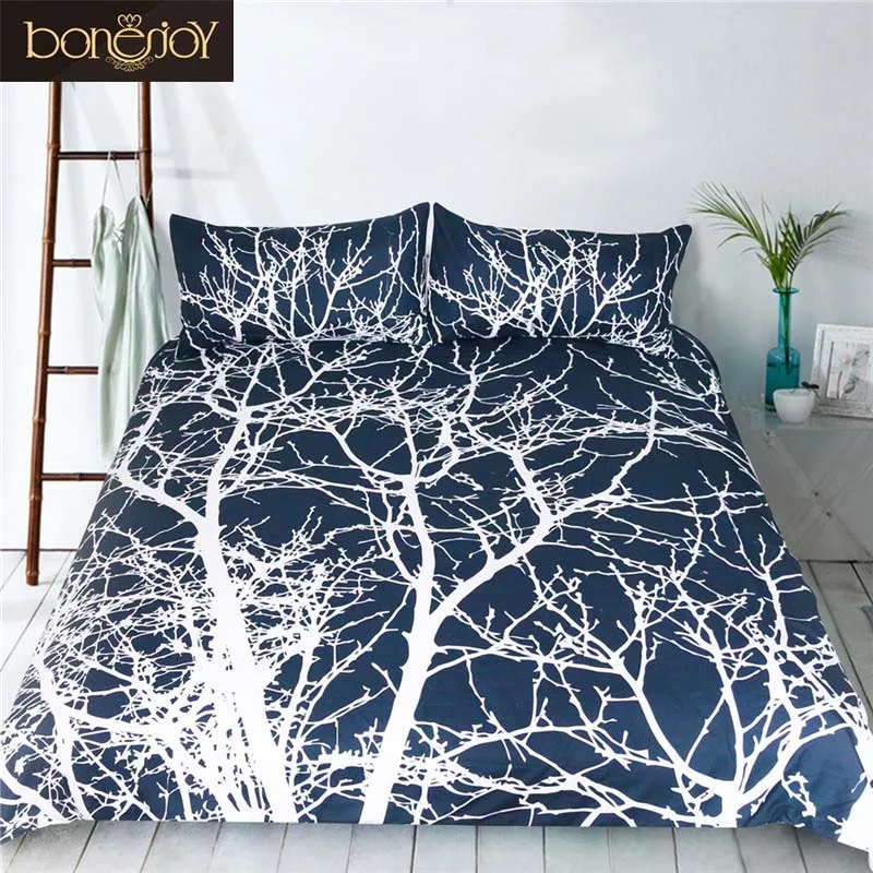 

Bonenjoy Life Tree Bedding Sets Bed Set White and Blue Color Duvet Cover With Pillow Cover Bed Linen Single Bed Bedding Kit