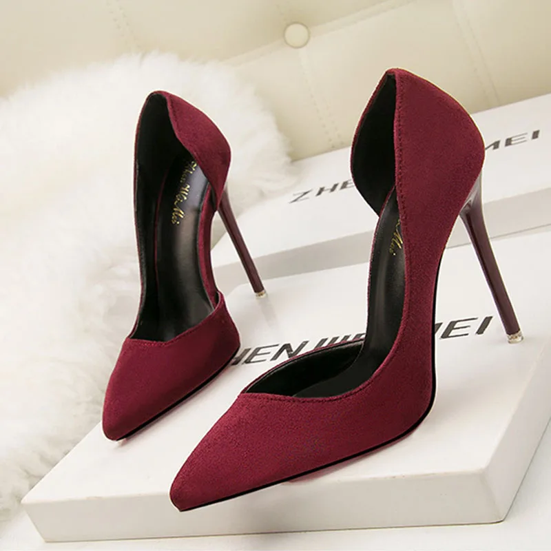 Г., модная женская обувь замшевые туфли-лодочки с острым носком Офисная Женская обувь ярких цветов на высоком каблуке-шпильке для вечеринок