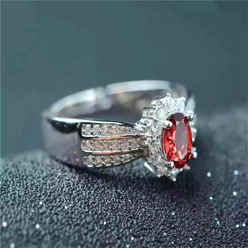 Promotion Solid 925 Sterling Silver ring fashion design natural garnet ring for lady silver garnet jewelry for engagement gift Promotion Solid 925 Sterling Silver ring fashion design natural garnet ring for lady silver garnet jewelry for engagement gift