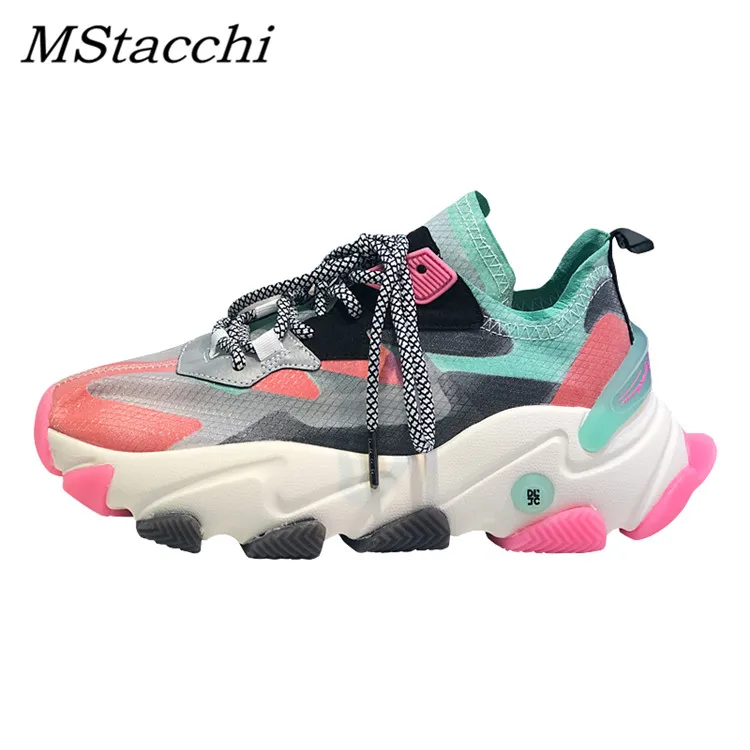 

MStacchi Summer Female Sneakers 2019 Breathable Women's Shoes Ladies Mesh Platform Luxury Sneakers Woman Heightening Dad Shoes