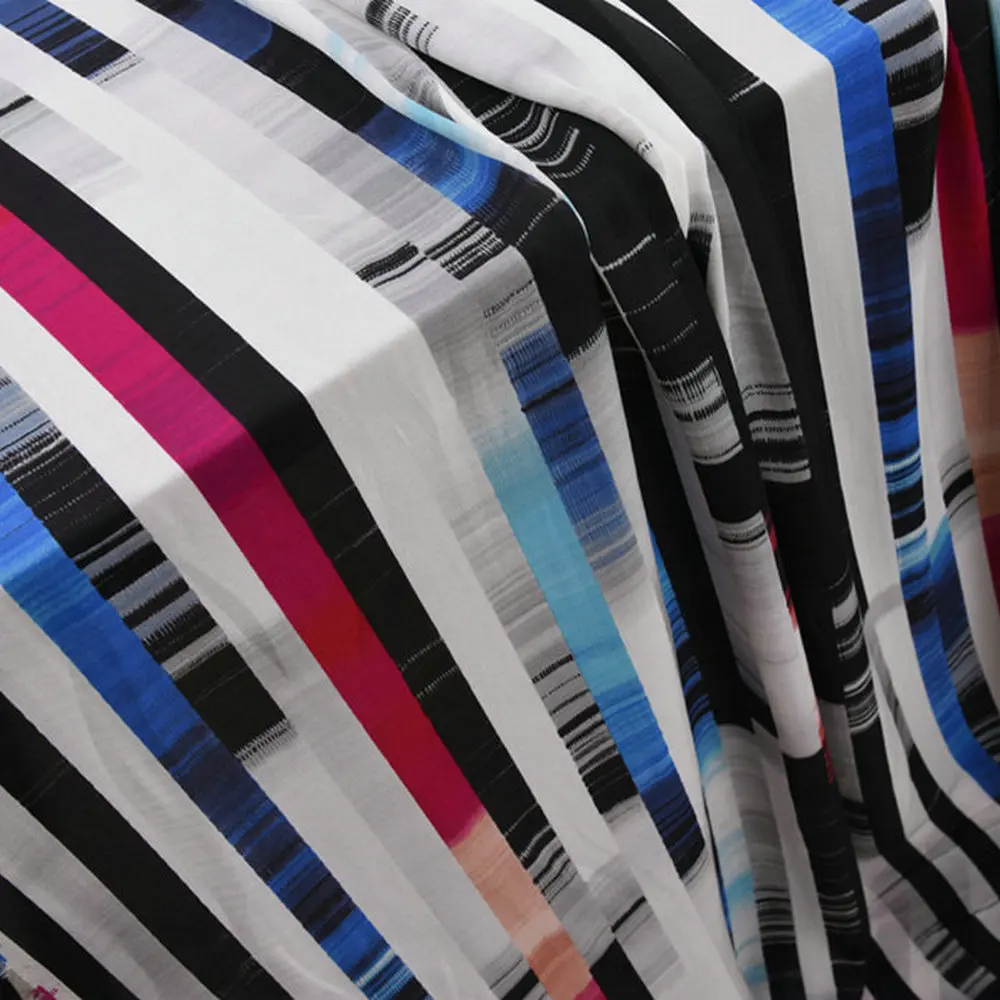 

New Design Colorful Stripe Heavy Silk Chiffon Fabric With 100% Silk Material