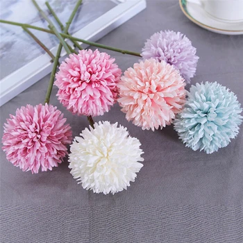 

artificial flowers chrysanthemum flower ball bud fake flower branch home decor for wedding home vases decoration