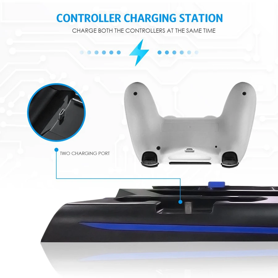 PS4 Vertical Stand Cooler Cooling Fan Dual Controller Charger Charging Dock Game Holder 3 HUB for Play Station PS 4 Accessories