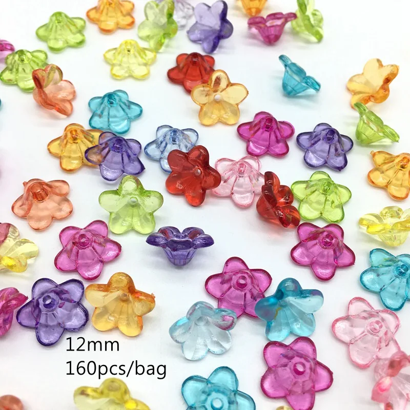 

Meideheng Flowers Shape Beads Acrylic Transparent DIY Beads For Jewelry Making Handmade Crafts Accessories 12mm 160pcs/bag