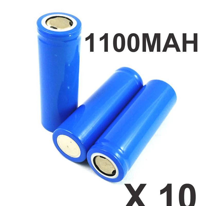 10pcs 3.7v ICR 16500 rechargeable lithium ion battery cell 1100MAH