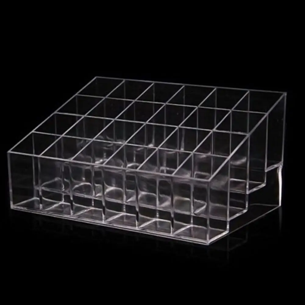 

24 Compartment Transparent Cosmetics Display Stand Lipstick Organizer Case Make up Tools