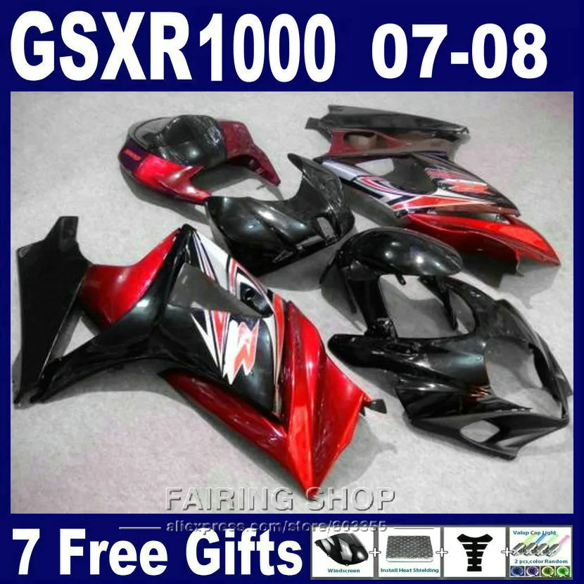 Кузов Обтекатели для Suzuki GSXR 1000 07 08 K7 K8 винно-красный черный обтекатель комплект GSXR1000 2007 2008 DX46