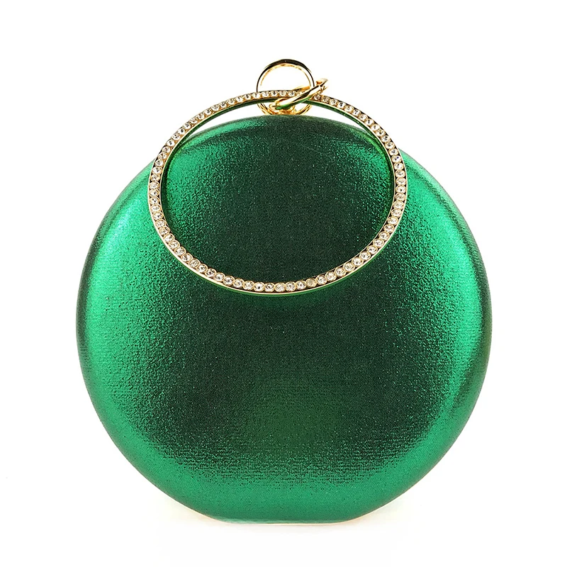 Зеленый клатч, Женская сумочка, Круглый клатч, вечерняя сумочка, Кристальный бриллиант, свадебная сумочка, сумочка, изысканная цепочка, сумка на плечо, ZD1244
