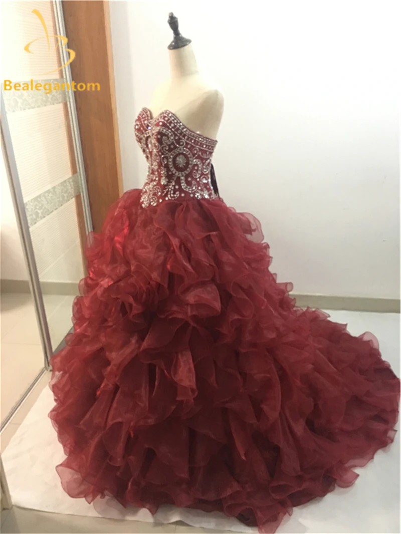 Buy New Luxury Burgundy Quinceanera Dresses 2017 Ball