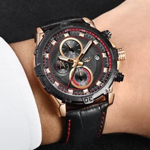 LIGE Men Watches Top Brand Luxury Leather Casual Quartz Watch Men Army Military Sport Large Dial Quartz watch Relogio Masculino