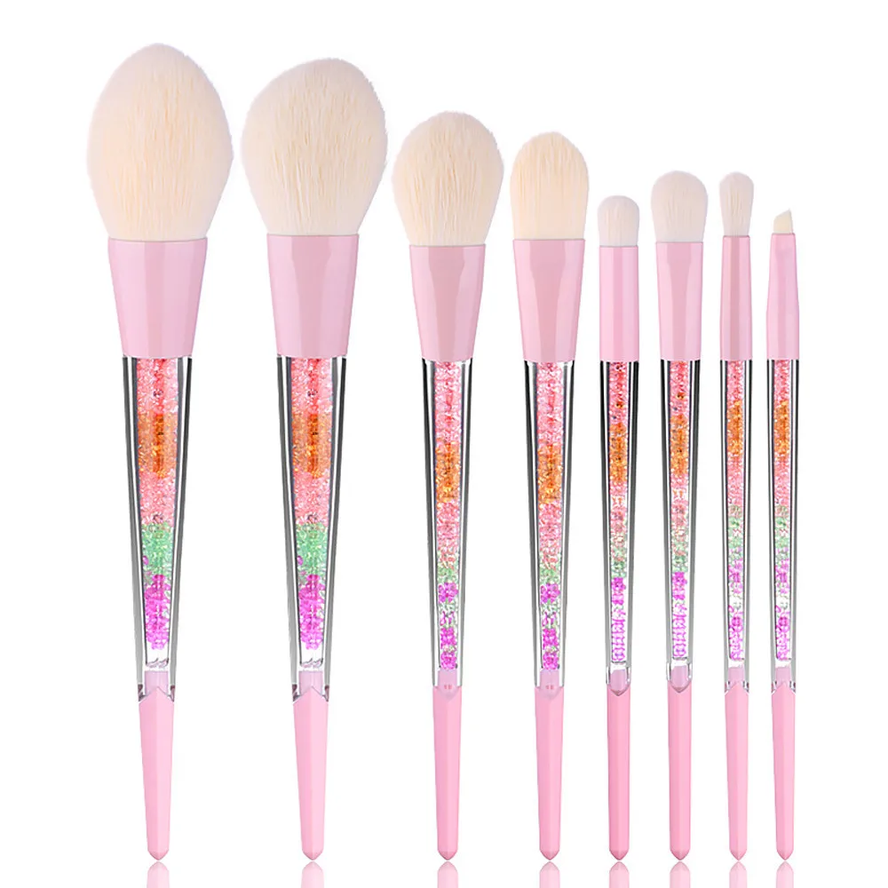 8pcs Colorful Diamond Handle Rainbow Makeup Brushes Make Up Brush Set