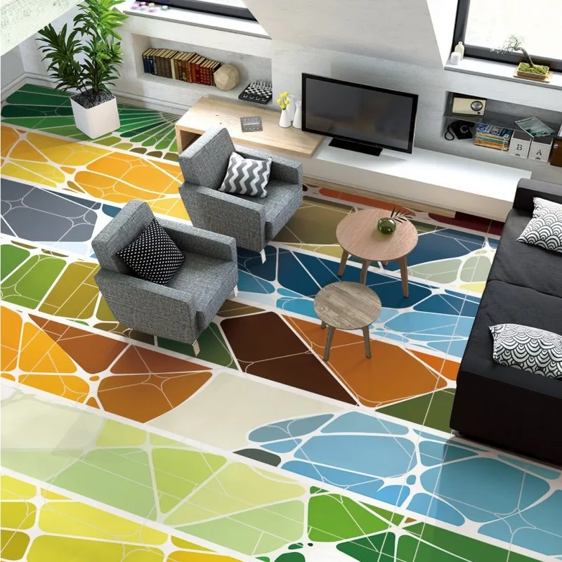 Free Shipping 3D Stereo Fashion Abstract Parquet Pattern Self-adhesive
living room bathroom hall flooring mural wallpaper